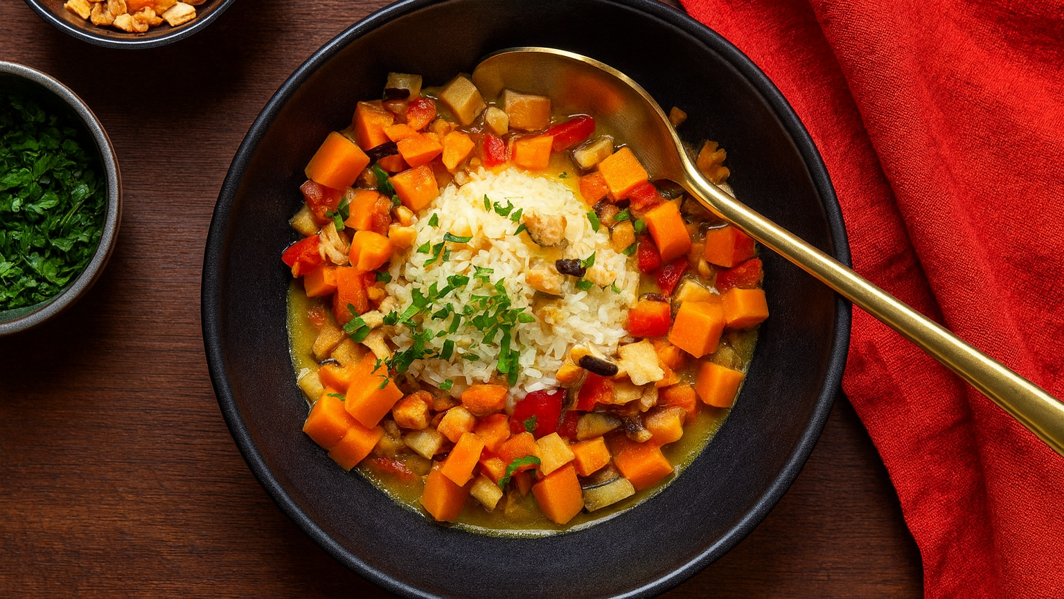 Rezept der Woche: Wärmender Süßkartoffel-Eintopf für kalte Herbsttage